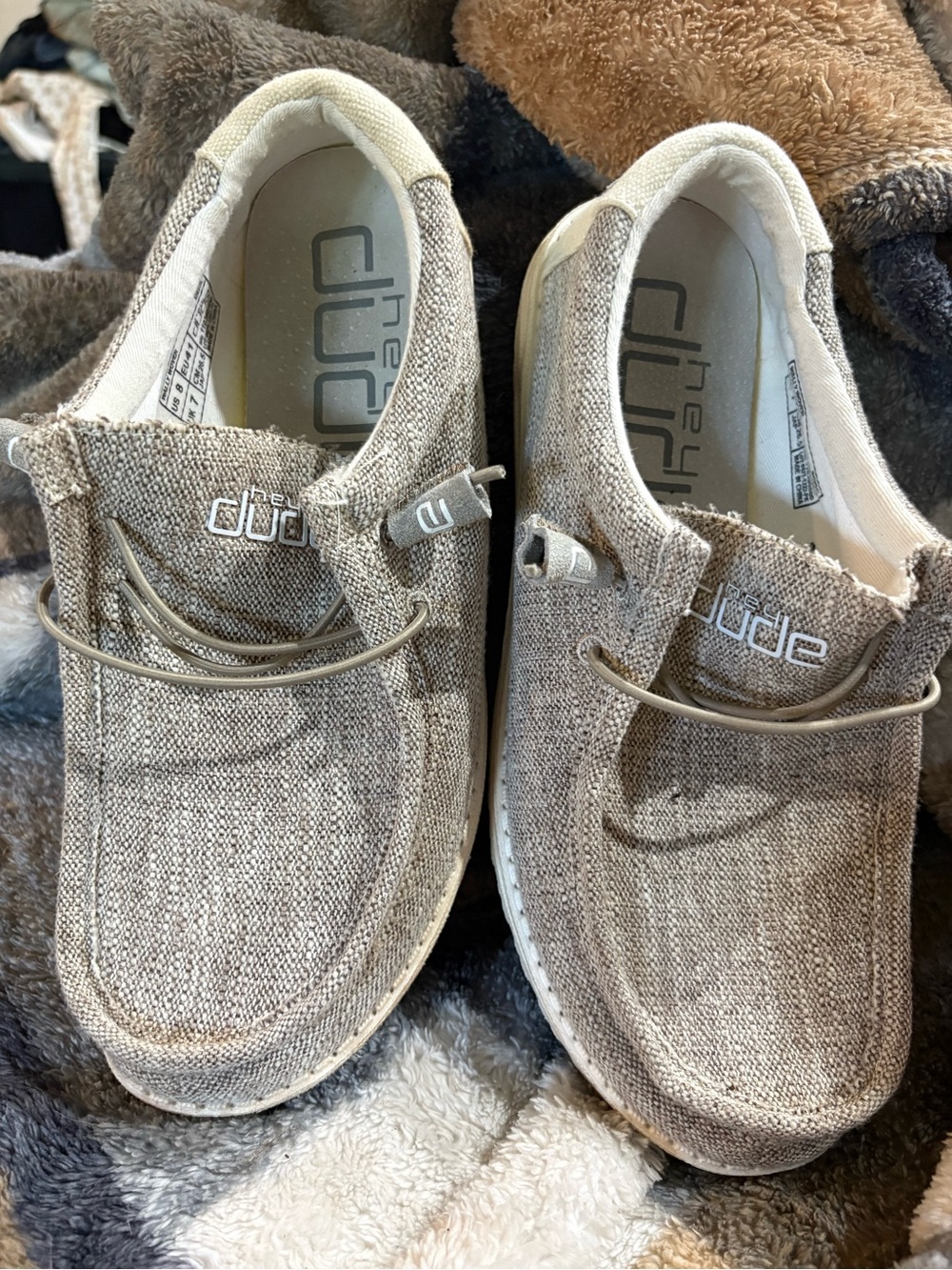 Hey Dude Woven Slip-On Sneakers in Light Beige